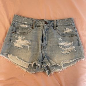 AE light washed denim shorts